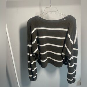 Striped olive green and White Women's Sweater